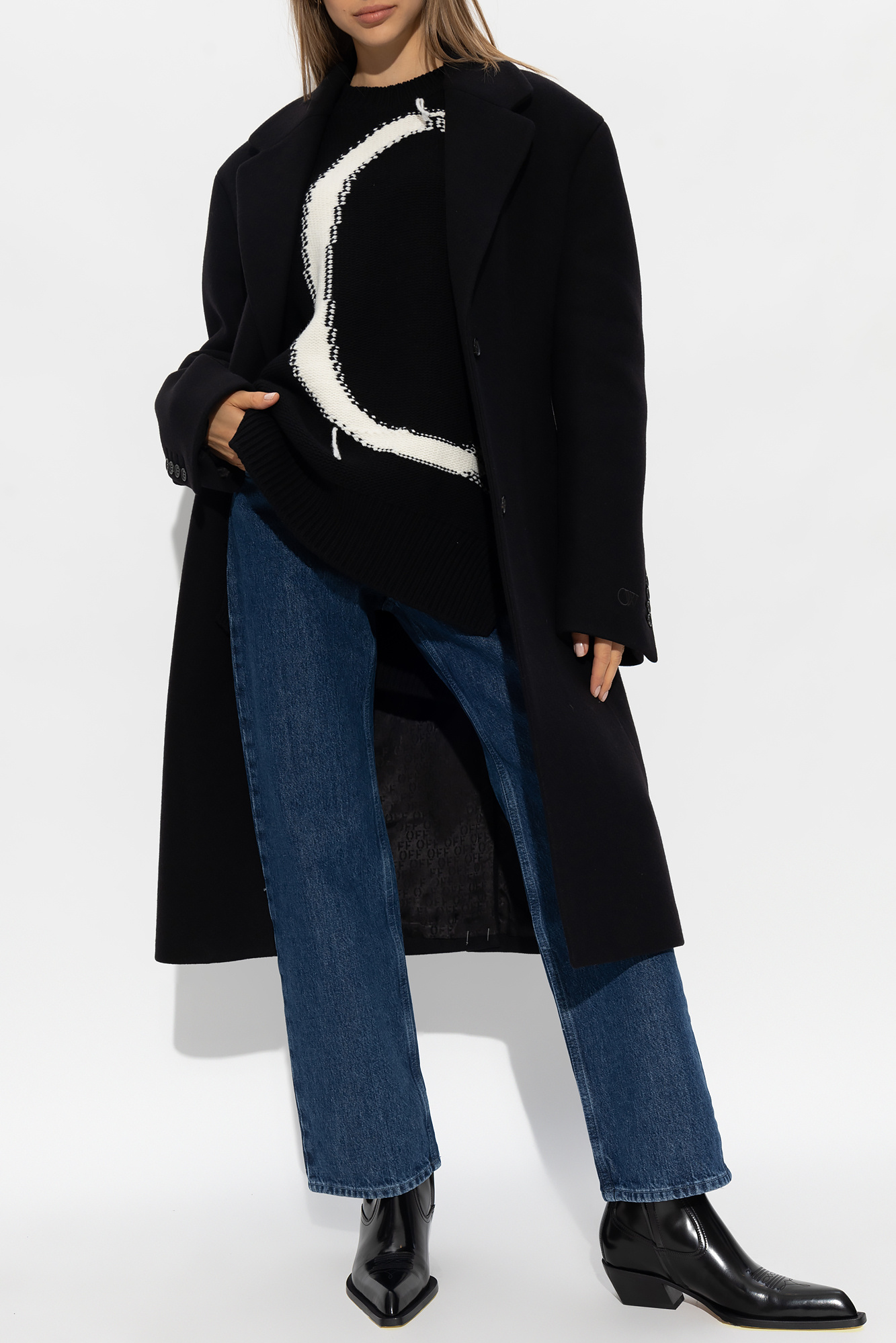 Womens off store white wool coat